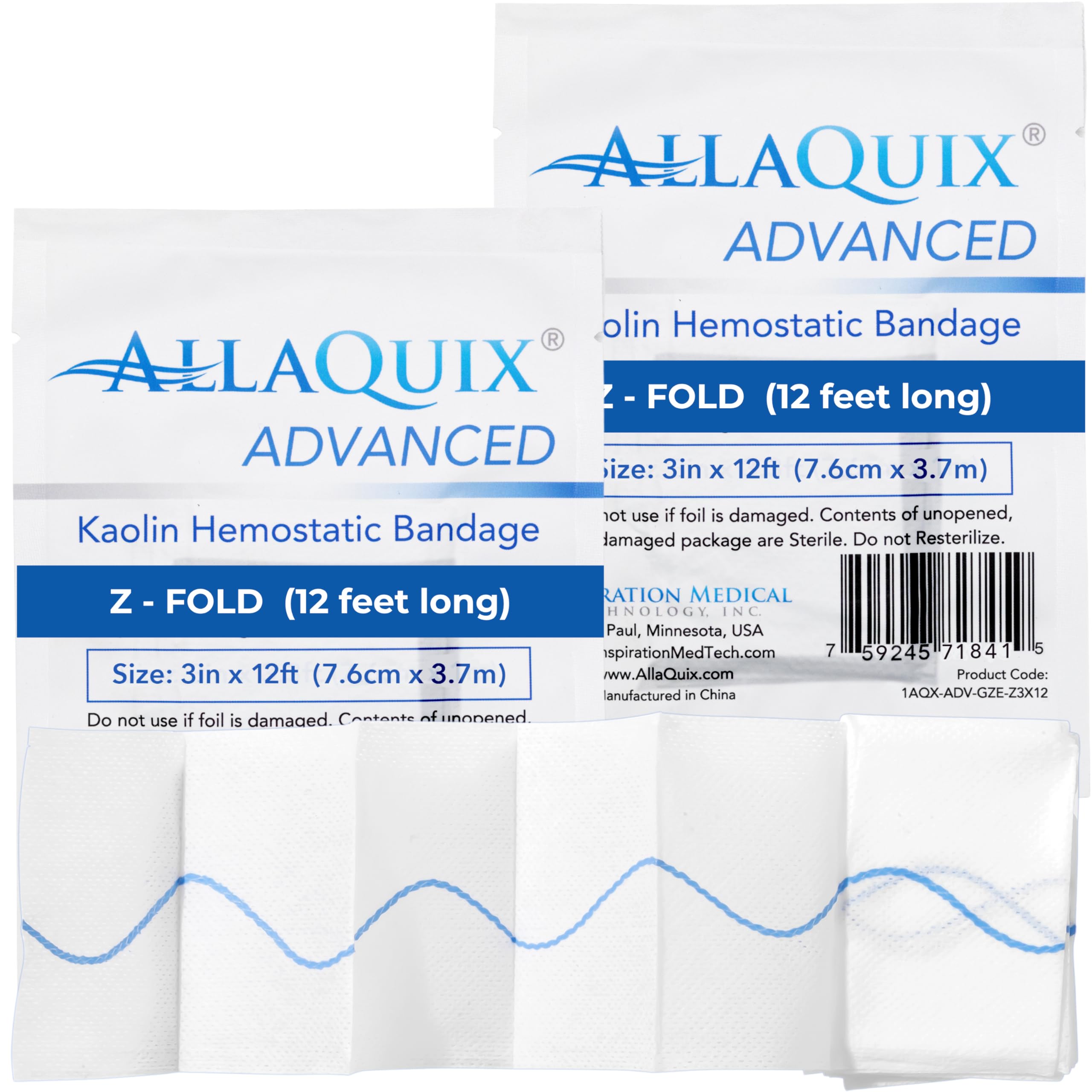 Amazon.com: AllaQuix Advanced Kaolin Hemostatic Gauze – Z-Fold